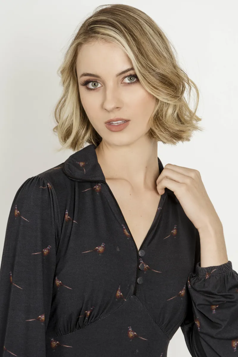 Hartwell Sally Dress - Navy Pheasants-2